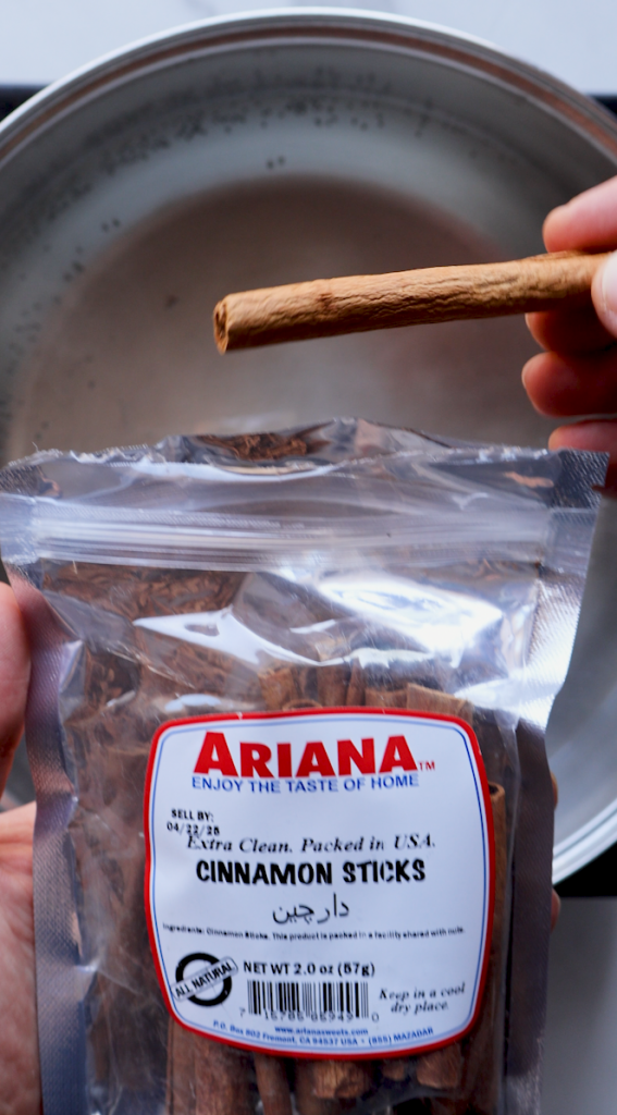 Cinnamon Stick going into boiling water